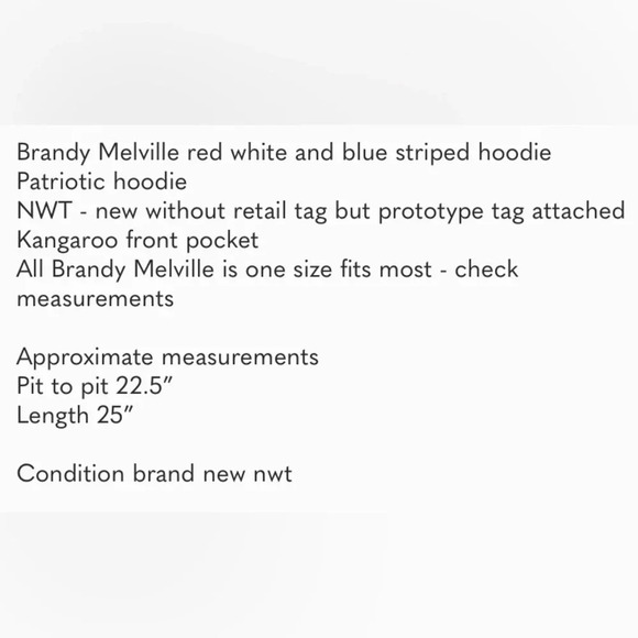 BRANDY MELVILLE RED WHITE & BLUE STRIPE HOODIE ONE SIZE - Picture 7 of 7